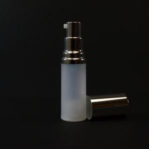 Airless Bottle 15ml Frosted PP Shiny Silver Pump and Hood_2973