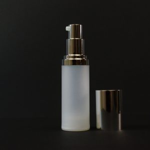 Airless Bottle 30ml Frosted PP Shiny Silver Pump and Hood_2974