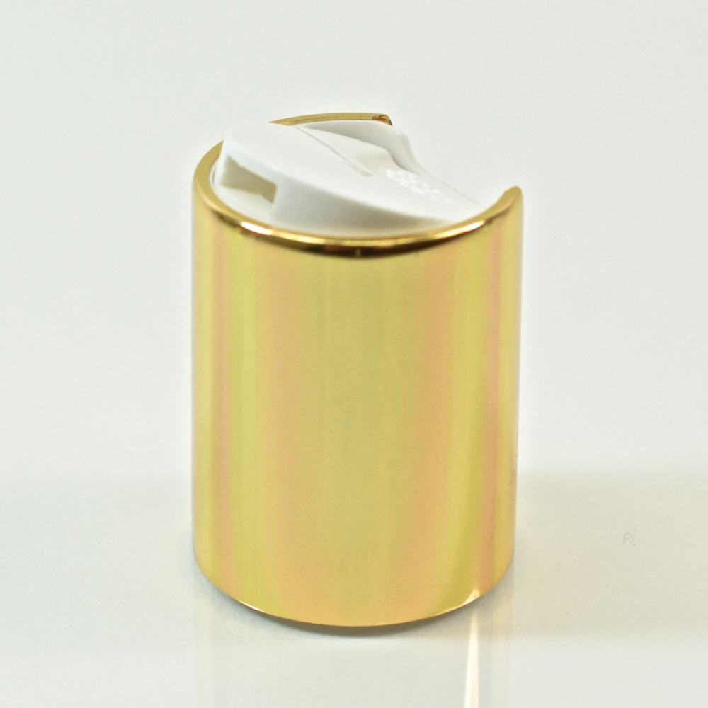 20/415 White/Gold Metal Overshell Dispensing Cap PP/Aluminum