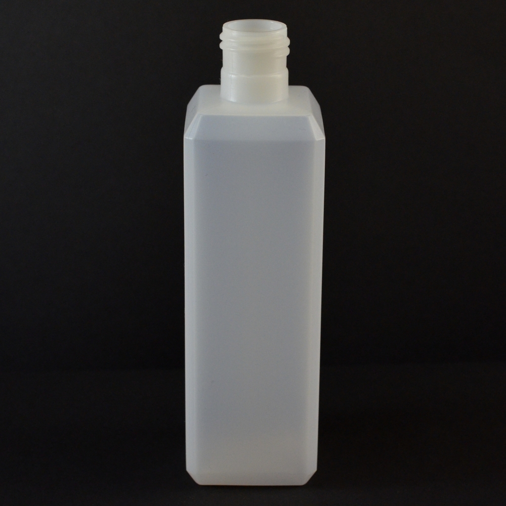 8 oz 24/415 Natural Beveled Square HDPE Bottle