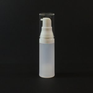 Airless Bottle 15ml Frosted White with Clear Hood_2980