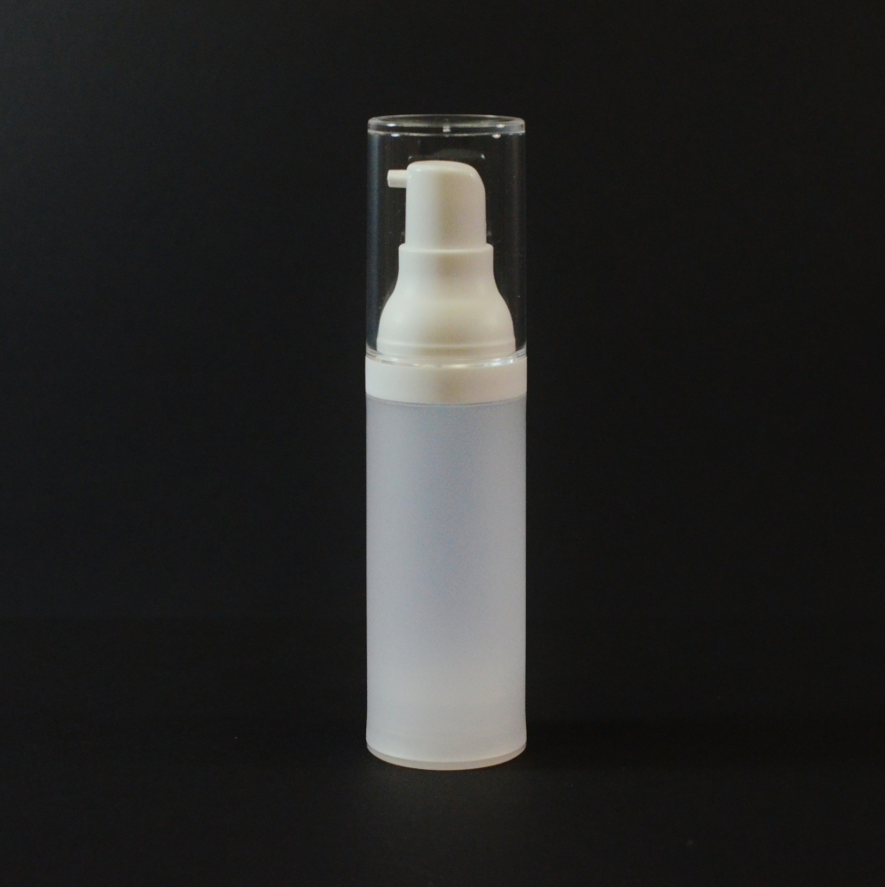 30 ml Airless Frosted Bottle White with Clear Hood
