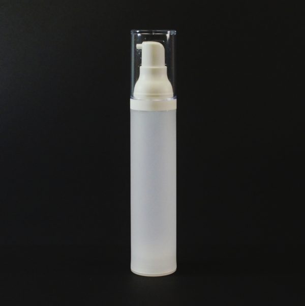 Airless Bottle 50ml Frosted White with Clear Hood_2982