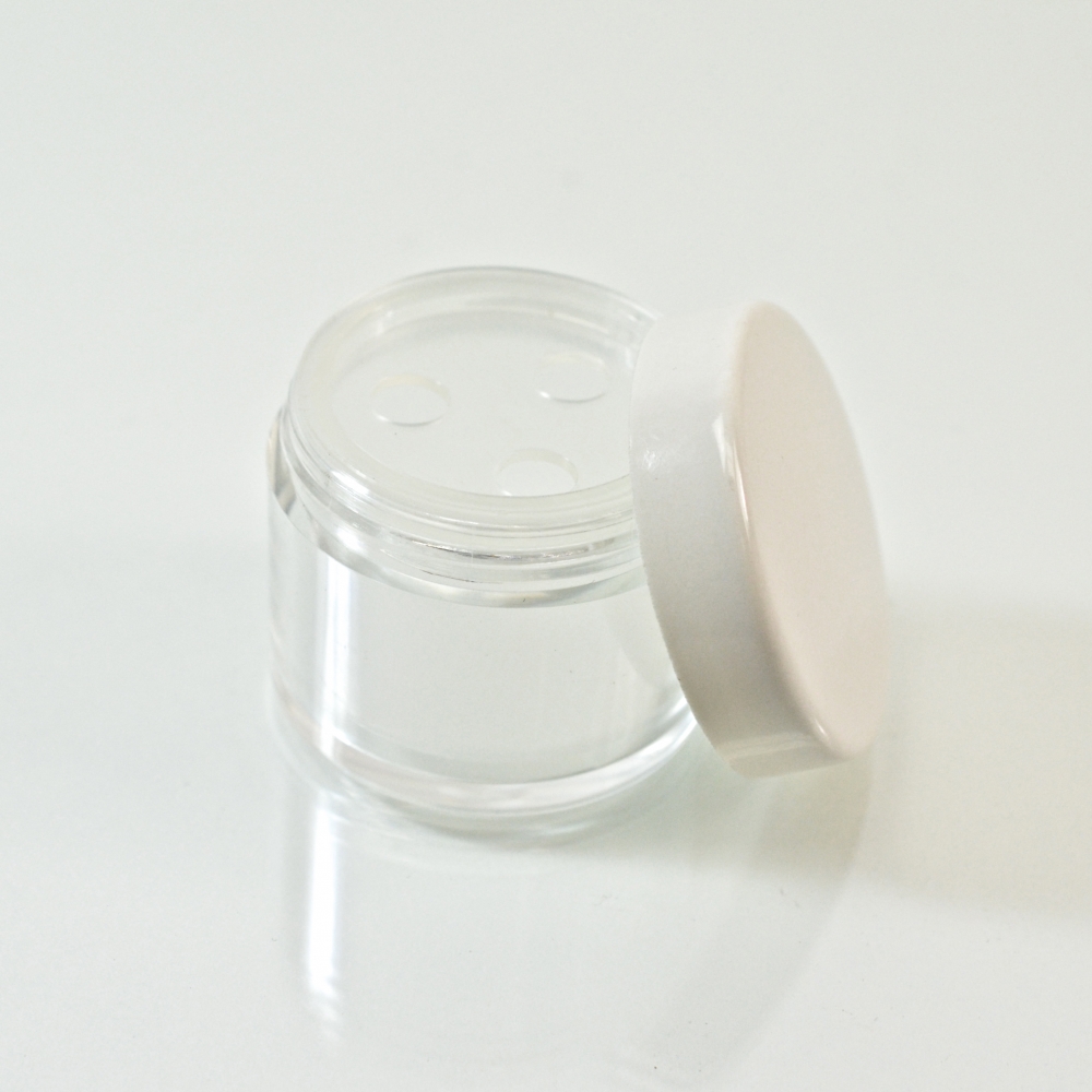 0.5 oz. 33/400 Clear with 3 Pores and White Cap Cosmetic Powder Jar