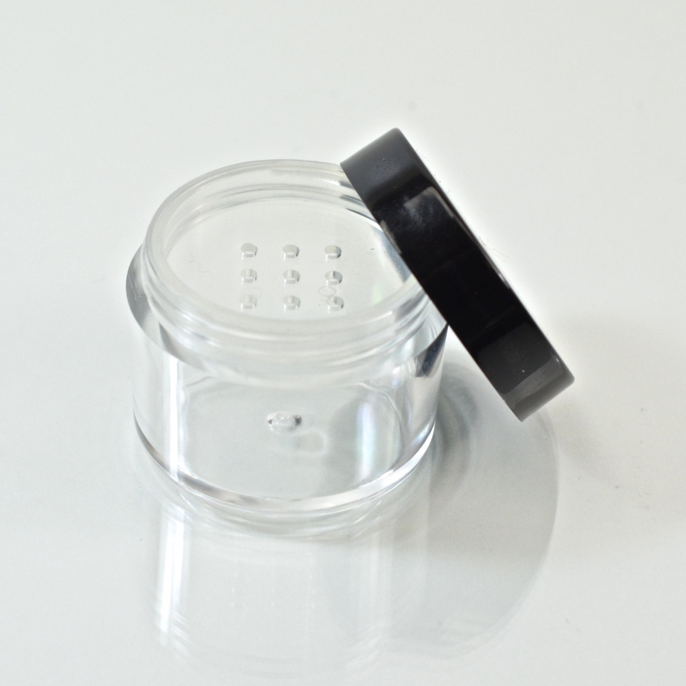 0.5 oz. 33/400 Clear with Black Cap Cosmetic Powder Jar