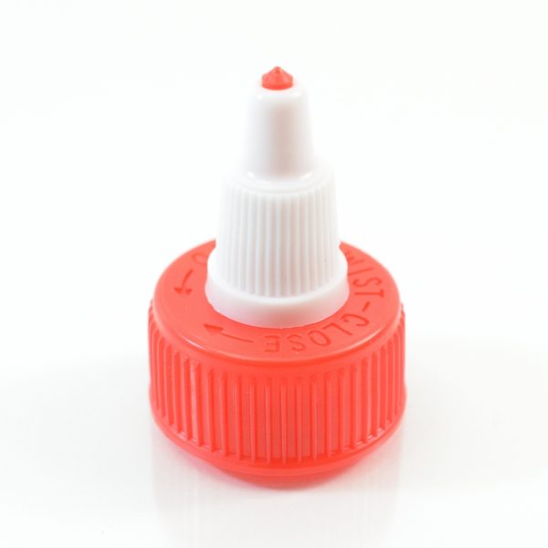Dispensing Cap Twist Open 24-410 Ribbed Red-White_1900