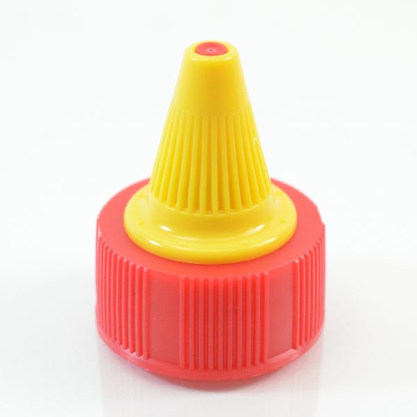 Dispensing Cap Twist Open 33-400 Ribbed Red-Yellow_1922