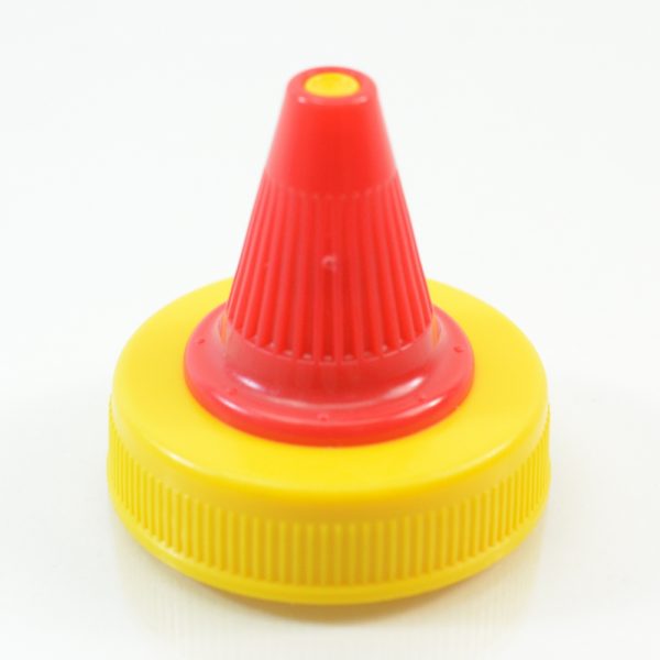 Dispensing Cap Twist Open 38-400 Ribbed Red-Yellow_1926