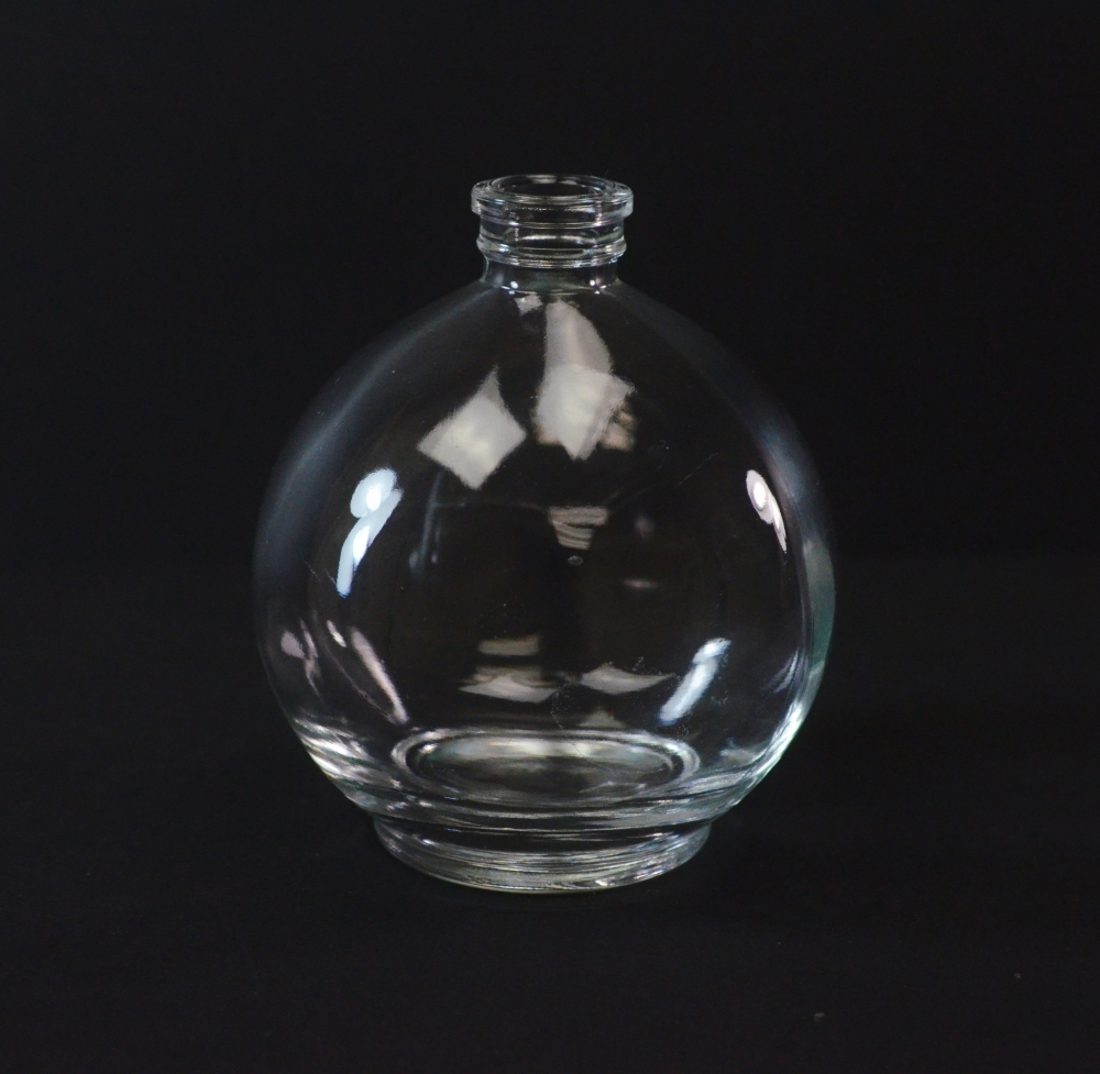 4 oz Round Globe Crimp Clear Glass Bottle