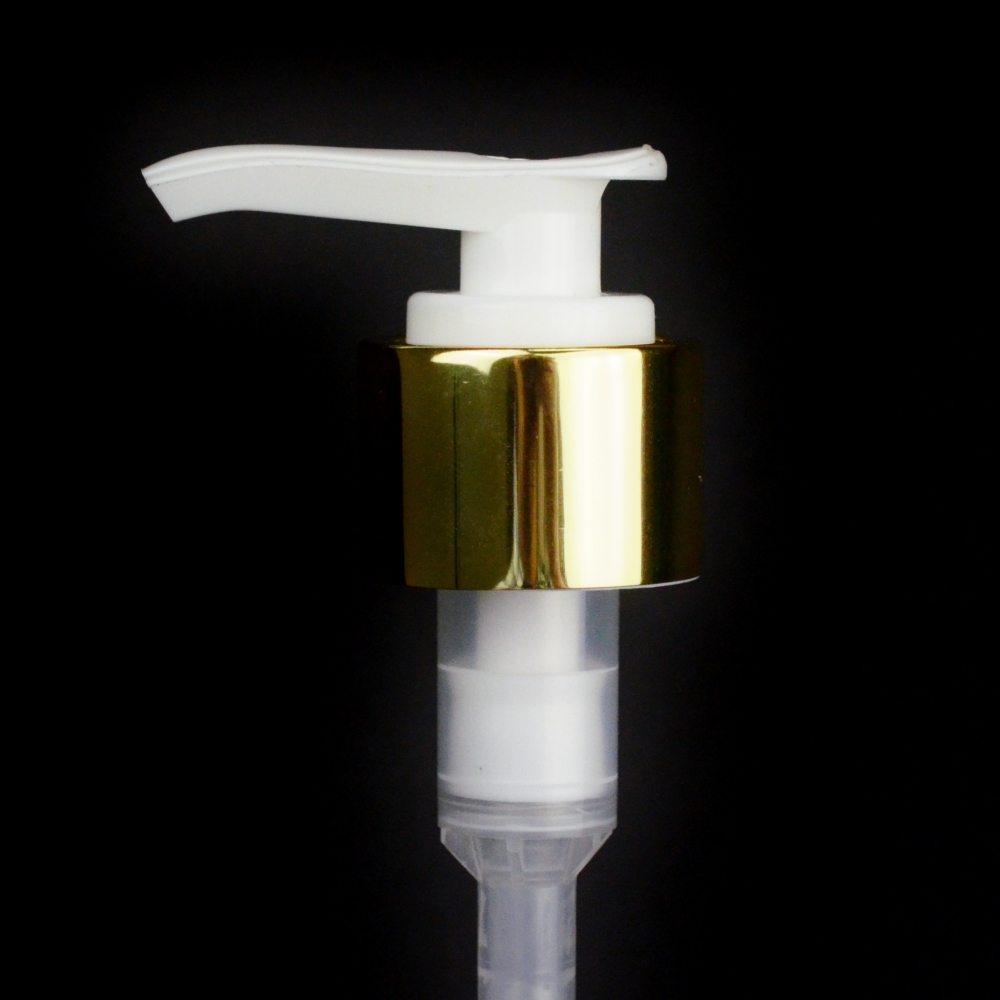 24/410 Lotion Pump Smooth White with Shiny Gold Collar