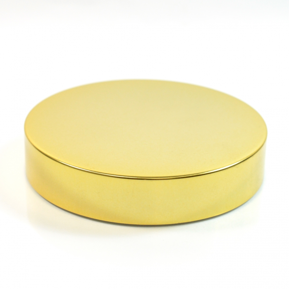 6 oz Clear Plastic Low Profile Jar with Metal Gold Overshell Lid