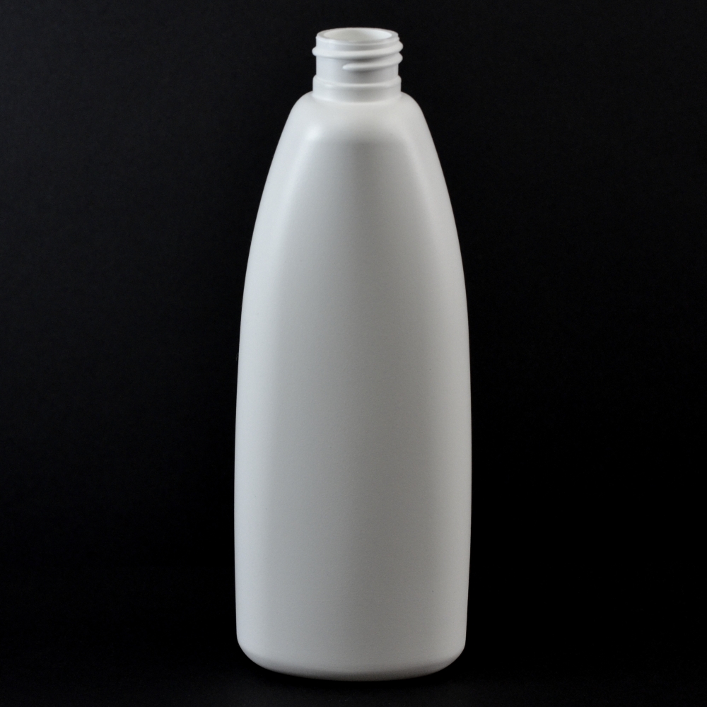 10 oz 24/410 Teardrop Oval White HDPE Bottle