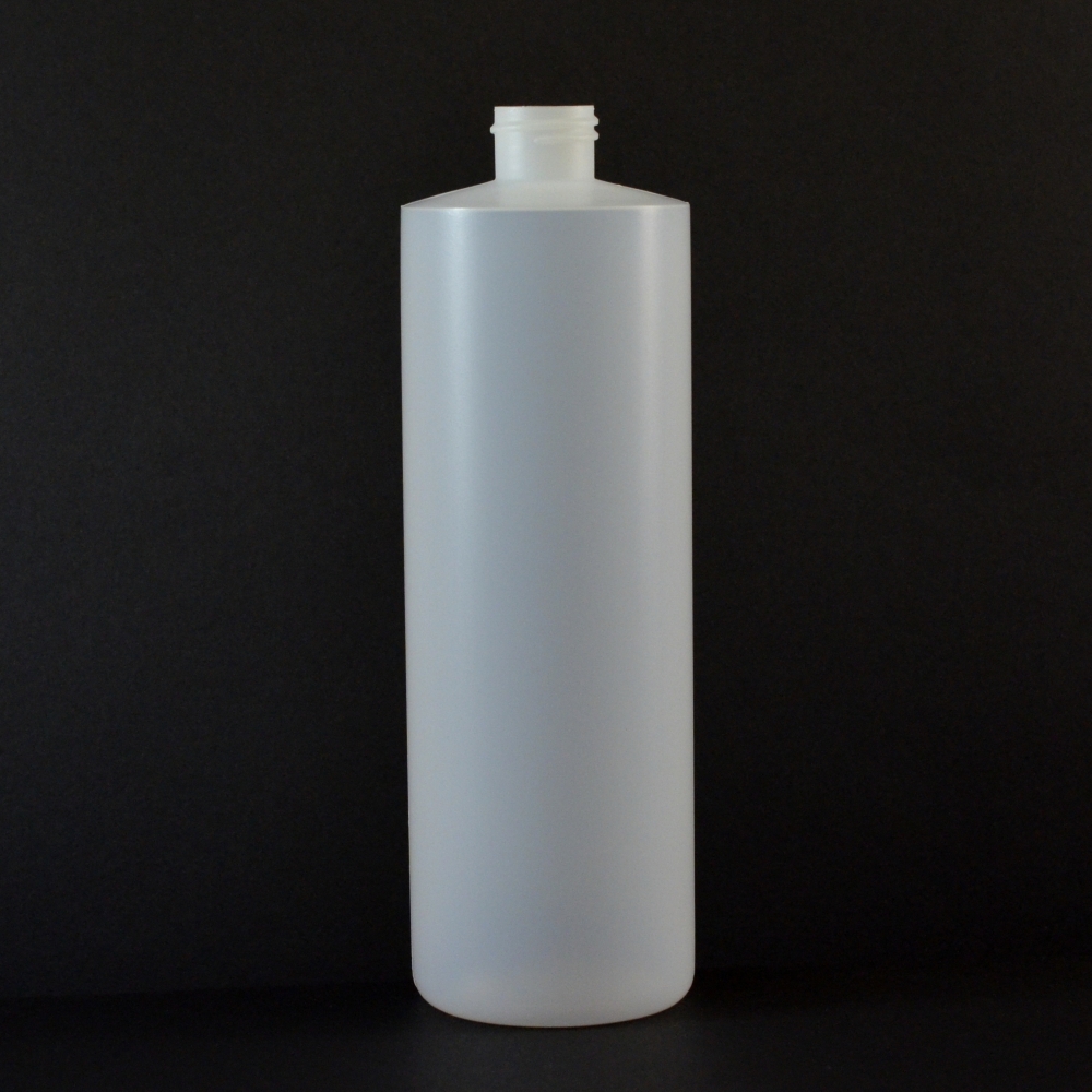 16 oz 24/410 Cylinder Round Natural HDPE Bottle