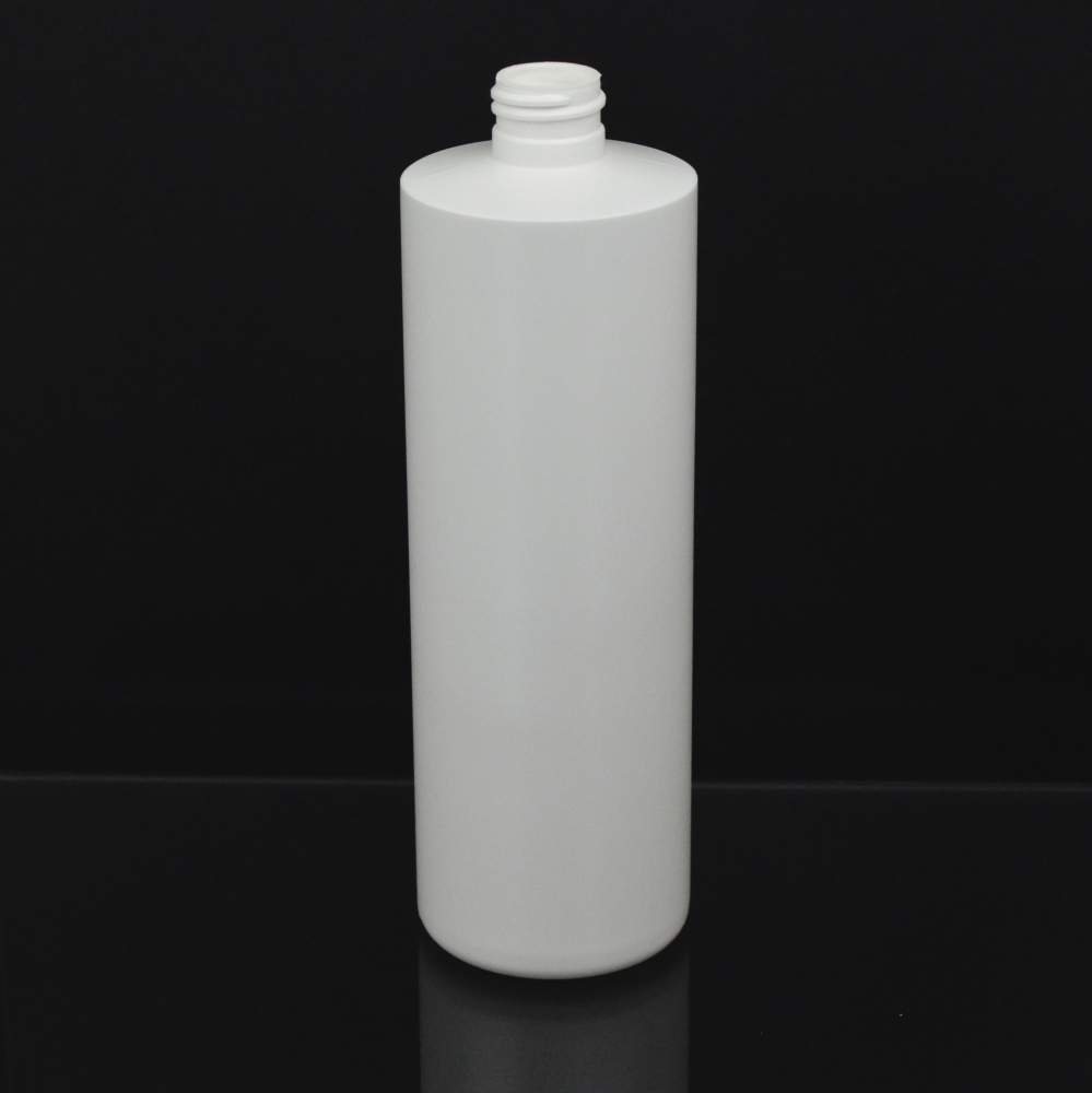 16 oz 24/410 Cylinder Round White HDPE Bottle