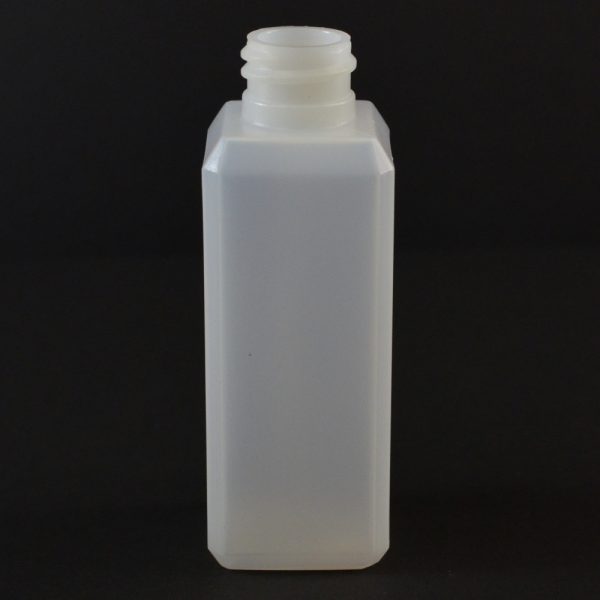 Plastic Bottle 2 oz. Beveled Square HDPE Natural 20-410_713