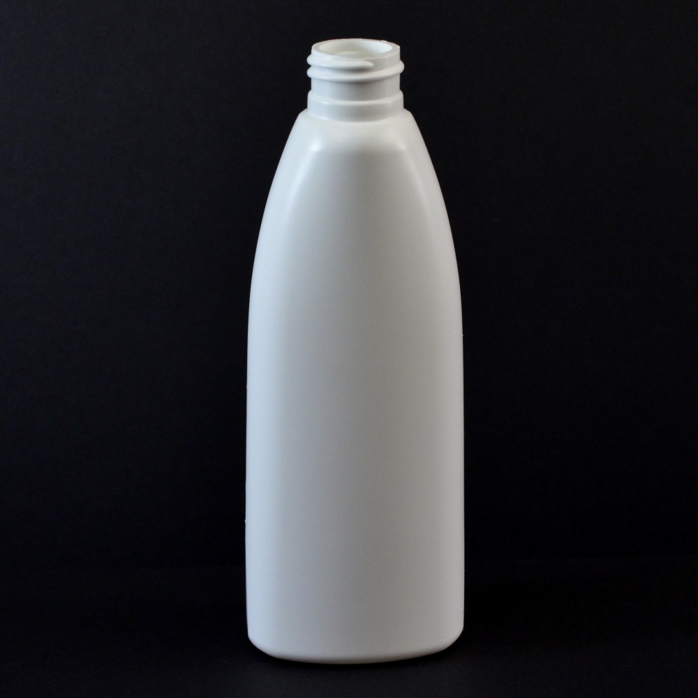 6 oz 24/410 Teardrop Oval White HDPE Bottle