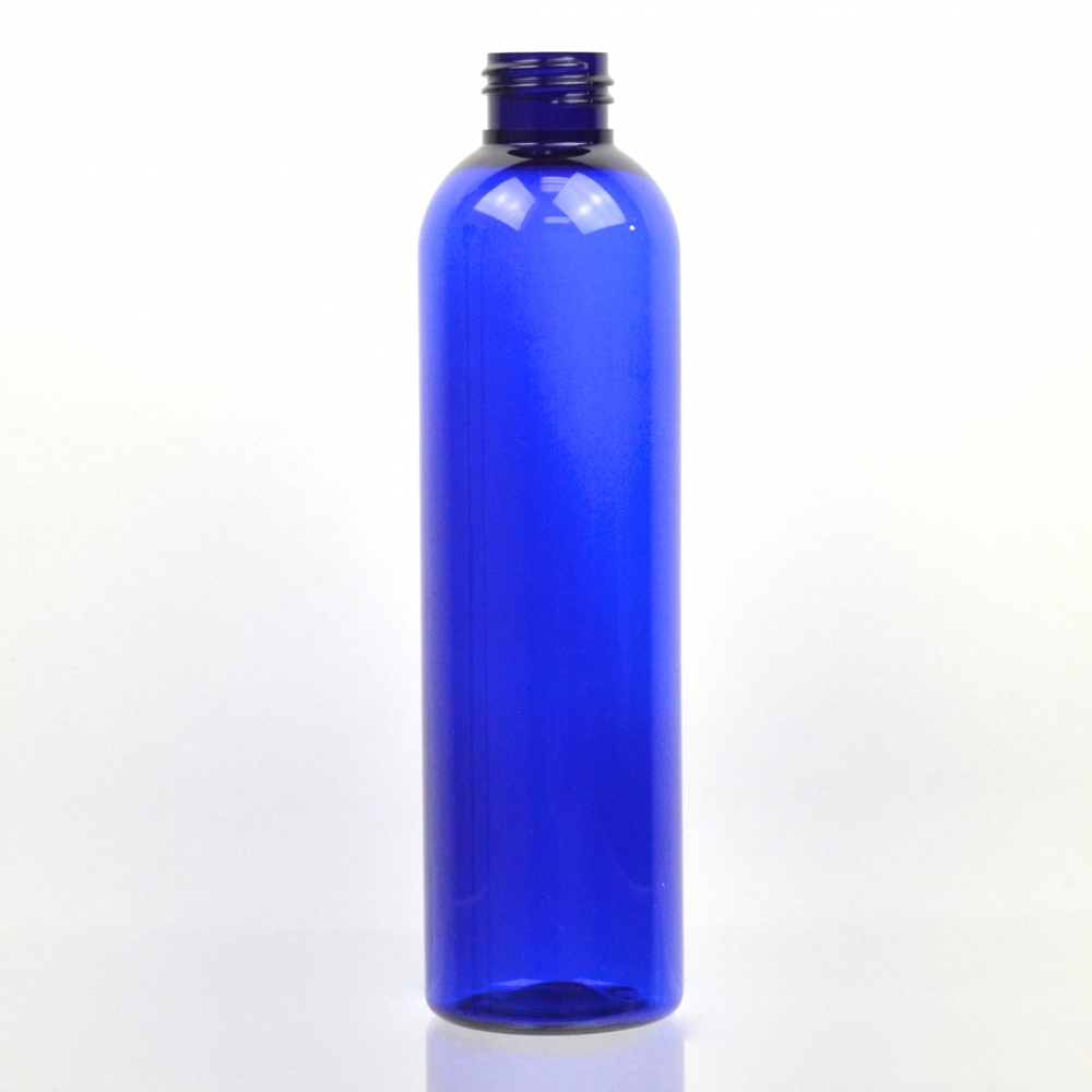 8 oz 24/410 Cosmo Round Cobalt PET Bottle