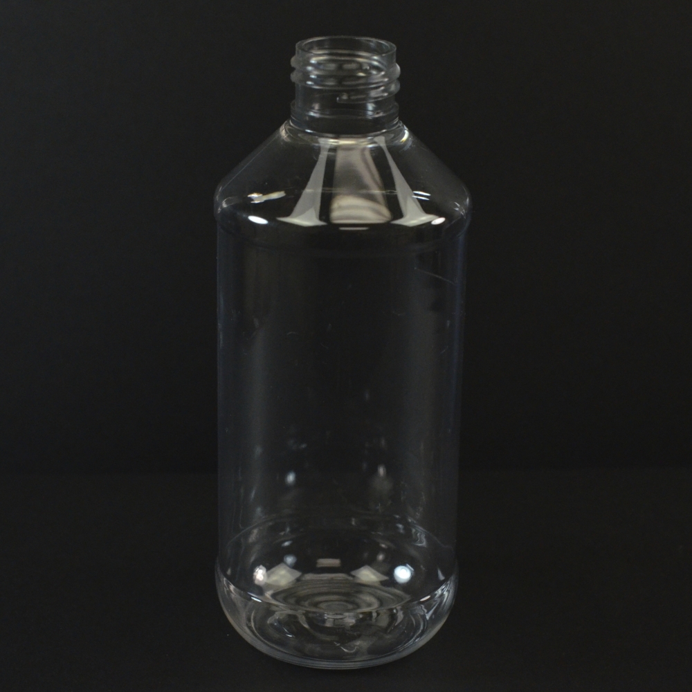 8 oz 24/410 Modern Round Clear PET Bottle