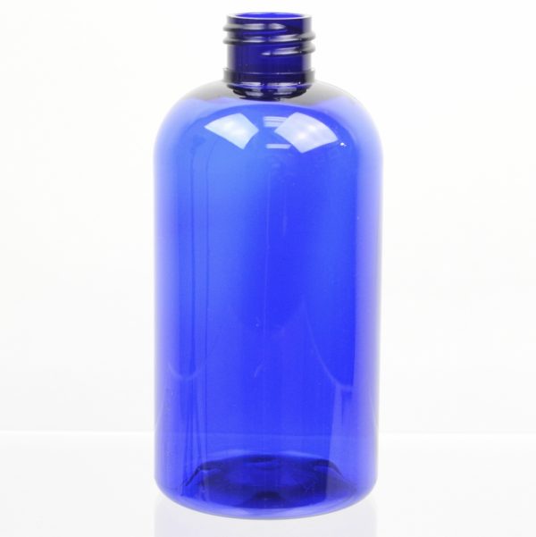 Plastic Bottle 8 oz. Squat Boston Round Cobalt PET 20-410_1083