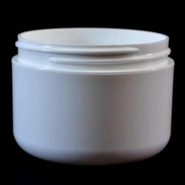 Plastic Jar 8 oz. Double Wall Round Base White PP-PS 89-400_1185
