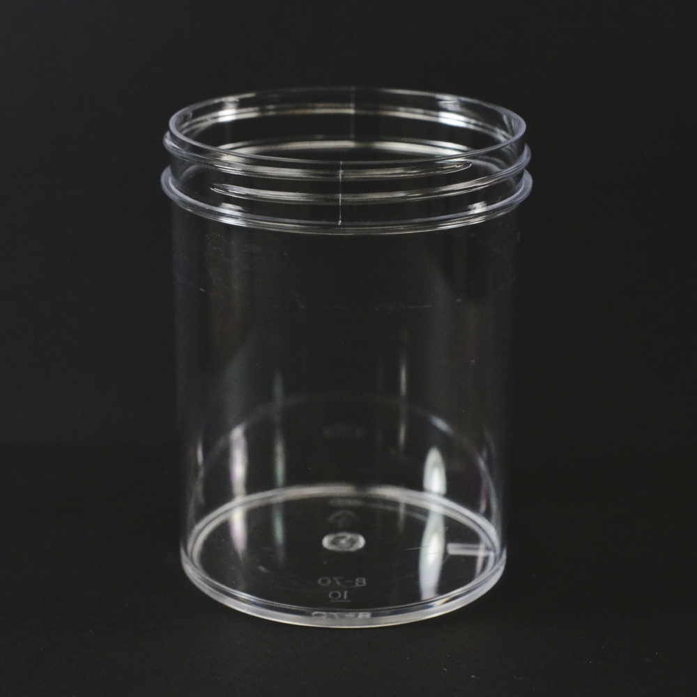 8 oz 70/400 Regular Wall Straight Base Clear PS Jar