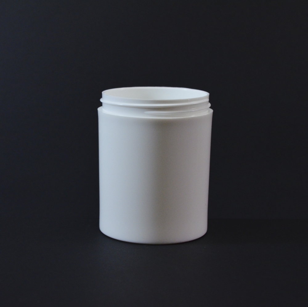 8 oz 70/400 White Thick Wall Straight Base PP Jar