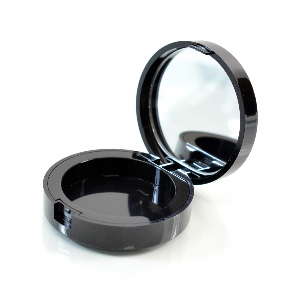 Compact Round Small Compact 1 ABS Black with Mirror Pinned-Hinge 1.900″ 0.645″