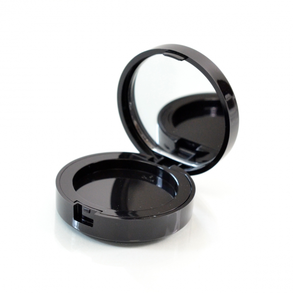 Compact Round Small Compact 2 ABS Black with Mirror Pinned-Hinge 1.900″ 0.645″