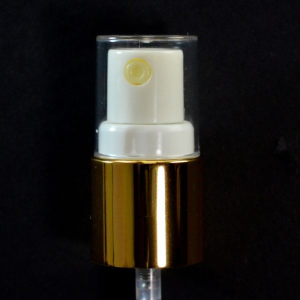 Spray Pump 18-415 White with Shiny Gold Collar Clear Hood (1)_1671