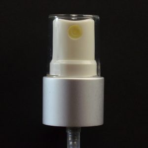 Spray Pump 20-410 White with Matte Silver Collar Clear Hood_1676