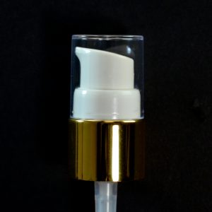 Treatment Pump 18-410 White with Shiny Gold Collar Clear Hood_1578