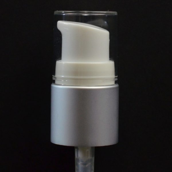Treatment Pump 18-415 White with Matte Silver Collar Clear Hood_1611