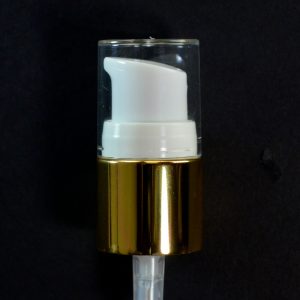 Treatment Pump 18-415 White with Shiny Gold Collar Clear Hood (1)_1580