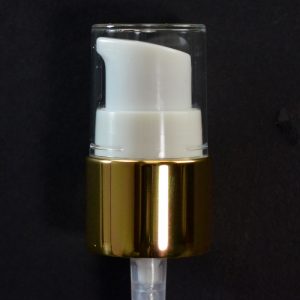 Treatment Pump 20-410 White with Shiny Gold Collar Clear Hood_1582