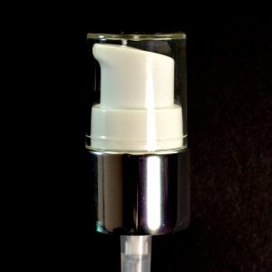 Treatment Pump 20-410 White with Shiny Silver Collar Clear Hood_1584