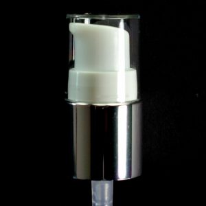 Treatment Pump 20-415 White with Shiny Silver Collar Clear Hood_1586