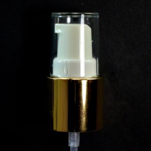 Treatment Pump 22-415 White with Shiny Gold Collar Clear Hood_1590