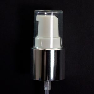 Treatment Pump 22-415 White with Shiny Silver Collar Clear Hood_1591