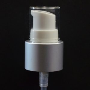 Treatment Pump 24-410 White with Matte Silver Collar Clear Hood_1598