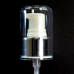 Treatment Pump 24-410 White with Shiny Silver Collar Clear Hood (1)_1597