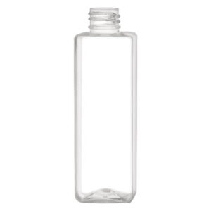 Clear rectangular plastic bottle with no label.