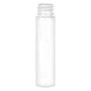 Clear plastic bottle with a screw cap.