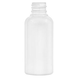 Clear plastic bottle with a screw top.