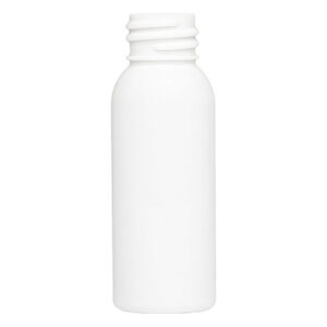 White plastic bottle with a screw cap.