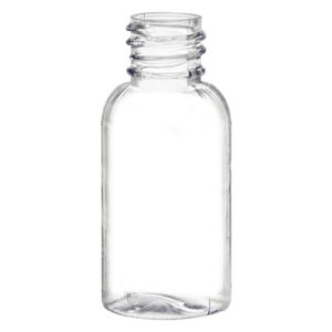 Clear plastic bottle with a screw cap.