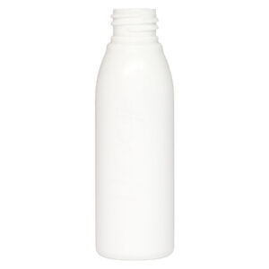 White plastic bottle with a screw cap.