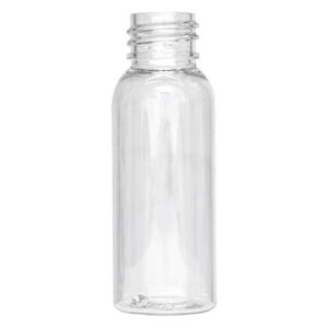 Clear plastic bottle with a screw cap.