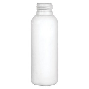 White plastic bottle with a screw cap.