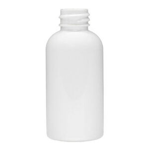 White plastic bottle with a screw cap.