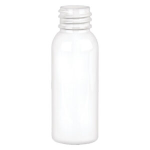 White plastic bottle with a screw cap.